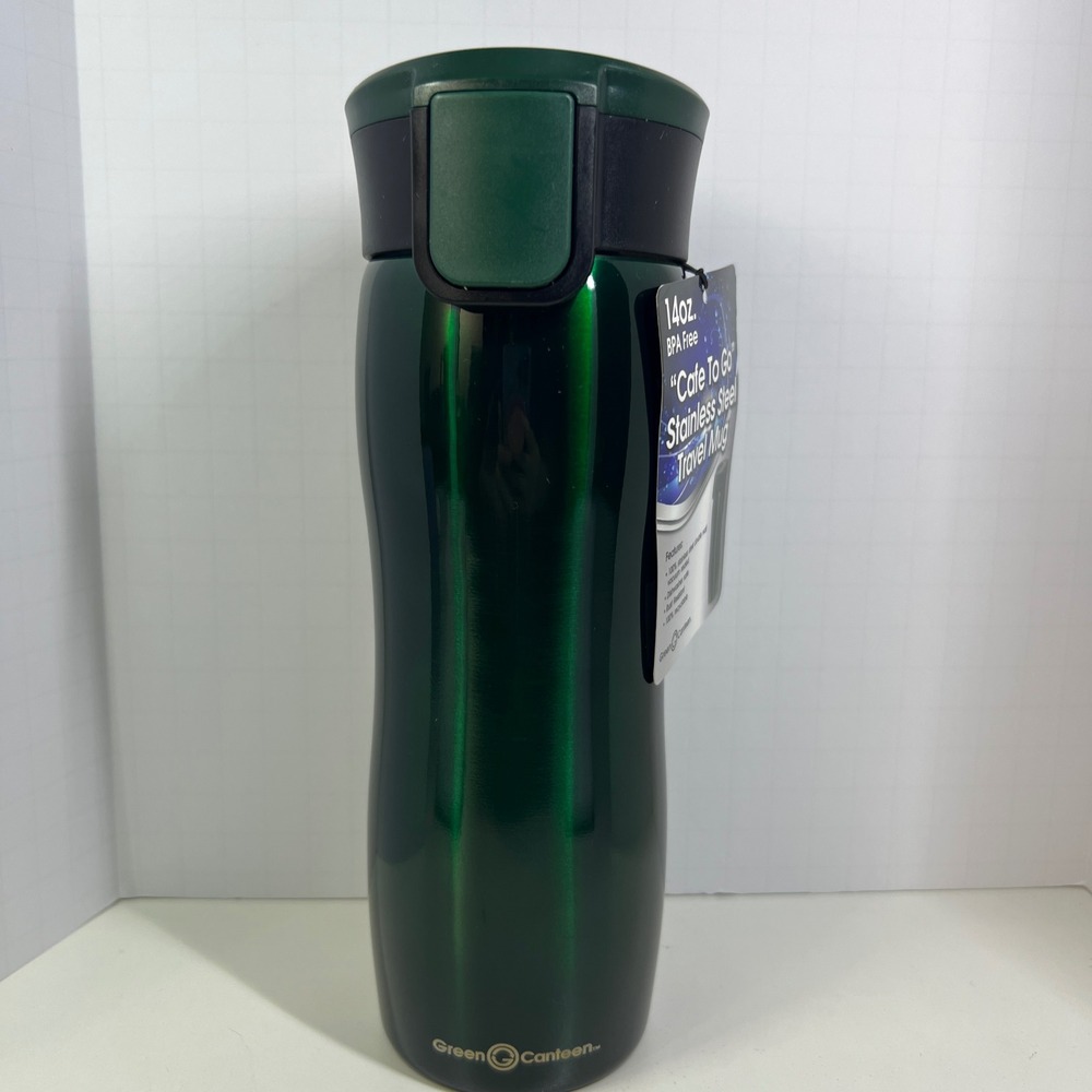 Green Canteen Cafe To Go 14oz Stainless Steel Travel Mug Hunter Green